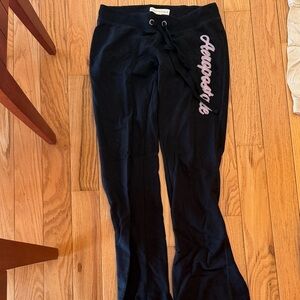 Aeropostale Black Sweatpants with Pink Script Side Logo